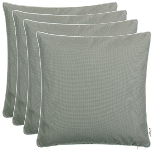 Brandsseller Outdoor Garten Kissen Dekokissen mit Paspel - Garngefärbt Uni Schmutz- und Wasserabweisend mit Reißverschluss - Größe: ca. 45 x 45 cm 4er-Set Taupe von Brandsseller