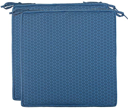 Brandsseller 2er Set Sitzkissen 40x40x4 cm – Wasser- & schmutzabweisende Stuhlkissen mit Bindebändern in Wabenstruktur – Für Innen & Außen – Garten, Terrasse, Küche – Blau von Brandsseller