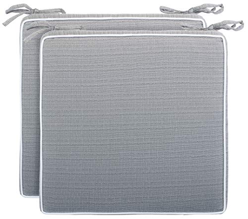 Brandsseller 2er Set Sitzkissen 40x40x4 cm – Wasser- & schmutzabweisende Stuhlkissen mit Bindebändern in Leinenoptk – Für Innen & Außen – Garten, Terrasse, Küche – Dunkelgrau von Brandsseller