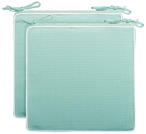 Brandsseller 2er Set Sitzkissen 40x40x4 cm – Wasser- & schmutzabweisende Stuhlkissen mit Bindebändern in Leinenoptk – Für Innen & Außen – Garten, Terrasse, Küche – Mint von Brandsseller