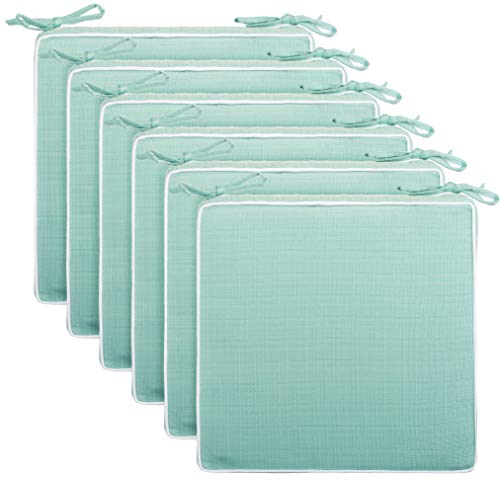 Brandsseller 6er Set Sitzkissen 40x40x4 cm – Wasser- & schmutzabweisende Stuhlkissen mit Bindebändern in Leinenoptk – Für Innen & Außen – Garten, Terrasse, Küche – Mint Brandsseller 6er Set Sitzkissen 40x40x4 cm – Wasser- & schmutzabweisende Stuhlkissen mit Bindebändern in Leinenoptk – Für Innen & Außen – Garten, Terrasse, Küche – Mint von Brandsseller