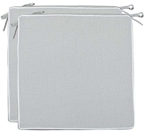 Brandsseller Outdoor Sitzkissen Kissen Dekokissen - Schmutz- und Wasserabweisend - 220 gr. Füllung - Größe: 40 x 40 x 4 cm (2er-Vorteilspack, Hellgrau - strukturiert) von Brandsseller