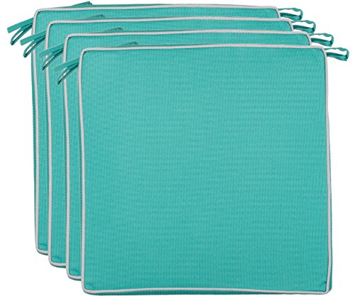 Brandsseller Outdoor Sitzkissen Kissen Dekokissen - Schmutz- und Wasserabweisend - 220 gr. Füllung - Größe: 40 x 40 x 4 cm (4er-Vorteilspack, Türkis - strukturiert) von Brandsseller