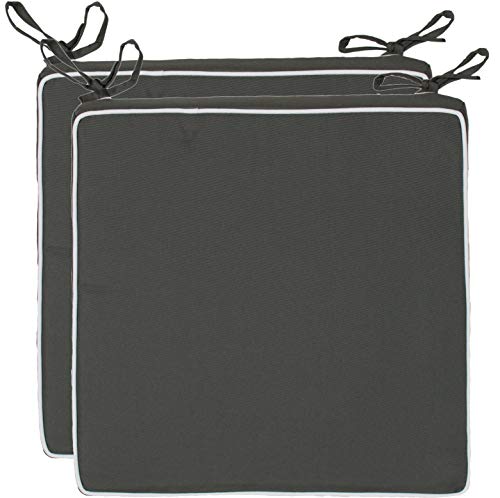 Brandsseller 2er Set Sitzkissen 40x40x4 cm – Wasser- & schmutzabweisende Stuhlkissen mit Bindebändern & Paspel – Für Innen & Außen – Garten, Terrasse, Küche – Anthrazit Brandsseller 2er Set Sitzkissen 40x40x4 cm – Wasser- & schmutzabweisende Stuhlkissen mit Bindebändern & Paspel – Für Innen & Außen – Garten, Terrasse, Küche – Anthrazit von Brandsseller