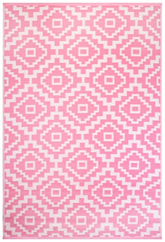 Brandsseller Outdoor Teppich ca.120x180 cm – Wetterfest & Schimmelresistent – In- & Outdoor Teppich für Garten, Balkon, Terrasse, Camping – Pflegeleicht & Robust Weiß/Rosa Brandsseller Outdoor Teppich ca.120x180 cm – Wetterfest & Schimmelresistent – In- & Outdoor Teppich für Garten, Balkon, Terrasse, Camping – Pflegeleicht & Robust Weiß/Rosa von Brandsseller
