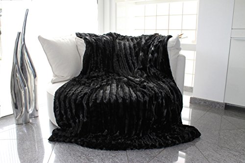 Brandsseller Pelzimitatdecke, schwarz, in Schwerer doppellagiger Qualität, Hochwertige Kuscheldecke, Decke, Wohndecke, Nerzdecke, Plaid, Webpelzdecke, Tagesdecke von Brandsseller