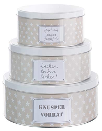 Brandsseller Plätzchendosen 3er Set – Keksdosen & Aufbewahrungsdosen für Gebäck, Kekse & Weihnachtsplätzchen – stapelbare Vorratsdosen aus Metall, lebensmittelgeeignet, grau-weiß mit Sternen Brandsseller Plätzchendosen 3er Set – Keksdosen & Aufbewahrungsdosen für Gebäck, Kekse & Weihnachtsplätzchen – stapelbare Vorratsdosen aus Metall, lebensmittelgeeignet, grau-weiß mit Sternen von Brandsseller