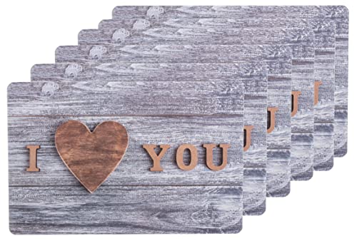 Brandsseller Platzset 6er Set mit Druck I Love You | Untersetzer | Tischset | Abwischbar | ca. 44 x 29 cm von Brandsseller