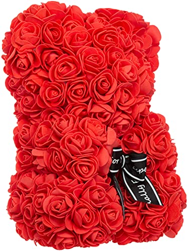 Brandsseller Rosenbär ca. 25 cm hoch Deko Rosen Teddybär - Geschenke für Frauen/Männer Romantisches Acceccoir - Geburtstag - Jahrestag - Hochzeitstag und viele mehr… Rot von Brandsseller