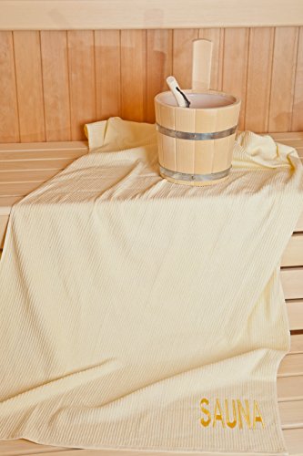 Brandsseller Sauna Damen-Sarong - Sauna-Set Sarong inkl. Badehandtuch - 100% Baumwolle Sarong ca. 130 x 75 cm | Hantuch ca. 50 x 100 cm - Einheitsgröße von S-XXL mit Knöpfen - Farbe: Creme von Brandsseller