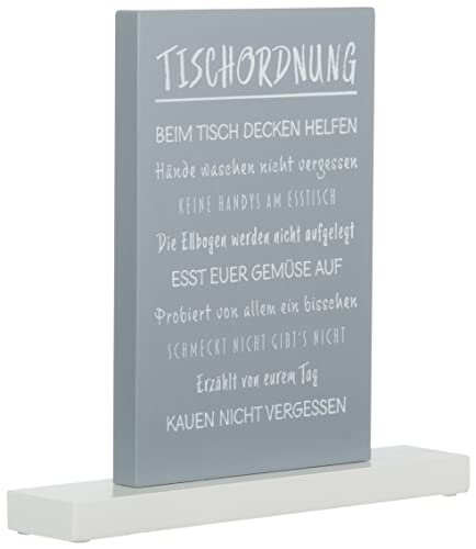 Brandsseller Schild Tischaufsteller Tischordnung Tischdekoration Tisch Sprüche Benimmregeln Familienregeln ca. 25x21 cm Grau/Weiß von Brandsseller