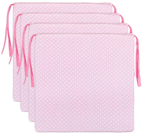 Brandsseller Sitzkissen Punkte 4er-Set ca. 40x40 cm mit Klettverschluss Stuhlauflage Sitzauflage 4 Kordelbändern für sicheren Halt Rosa von Brandsseller