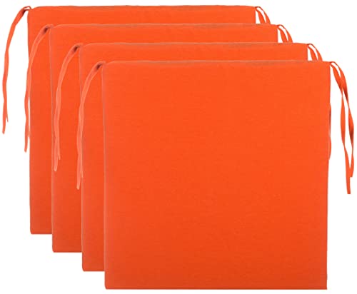 Brandsseller Sitzkissen Stuhlkissen Sitzauflage Stuhlauflage - Uni Farben mit 4 Kordelbändern für sicheren Halt (4er-Vorteilspaket, Orange) von Brandsseller