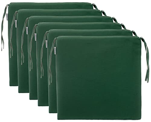 Brandsseller Sitzkissen Stuhlkissen Sitzauflage Stuhlauflage - Uni Farben mit 4 Kordelbändern für sicheren Halt (6er-Set, Dunkelgrün) von Brandsseller
