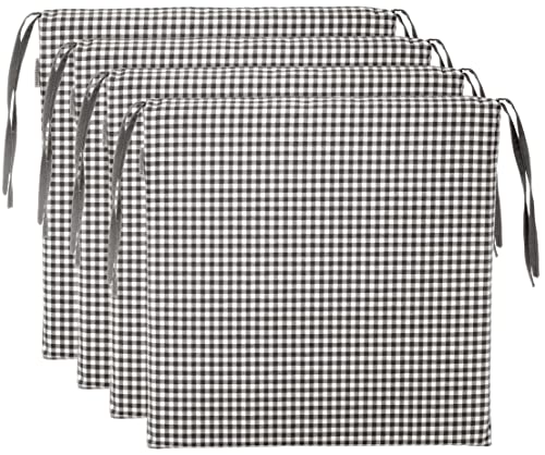 Brandsseller Sitzkissen Stuhlkissen kariert Kissen Sitzpolster - 40 x 40 cm (4er-Paket, grau) von Brandsseller