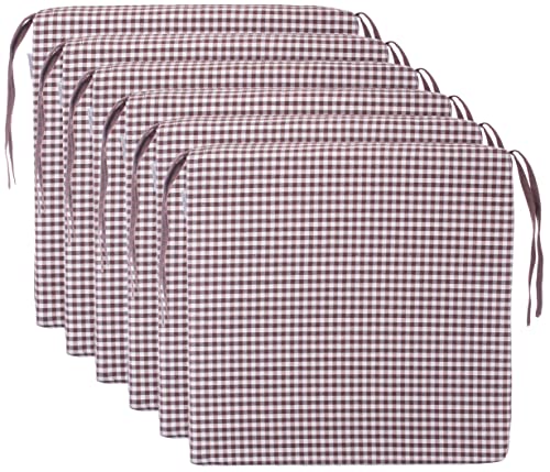 Brandsseller Sitzkissen Stuhlkissen kariert Kissen Sitzpolster - 40 x 40 cm (6er-Set, braun) von Brandsseller