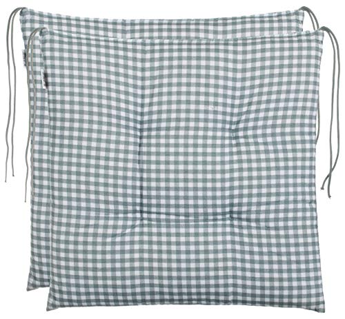 Brandsseller Sitzkissen Stuhlkissen kariert Kissen Sitzpolster Garten Auflage - 2er Vorteilspaket - 40 x 40 cm - Grau von Brandsseller