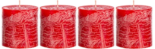 Brandsseller Stumpenkerze 4er Set | 7x10 cm | Weihnachtskerze | Adventskranz | Unparfümiert, Rot von Brandsseller
