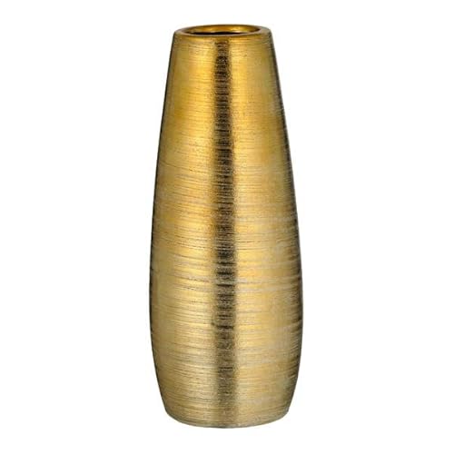 Brandsseller Elegante Goldene Keramikvase – 25x10x10 cm – Luxuriöses Design, Vielseitige Dekoration für Zuhause – Zeitlose runde Blumenvase von Brandsseller