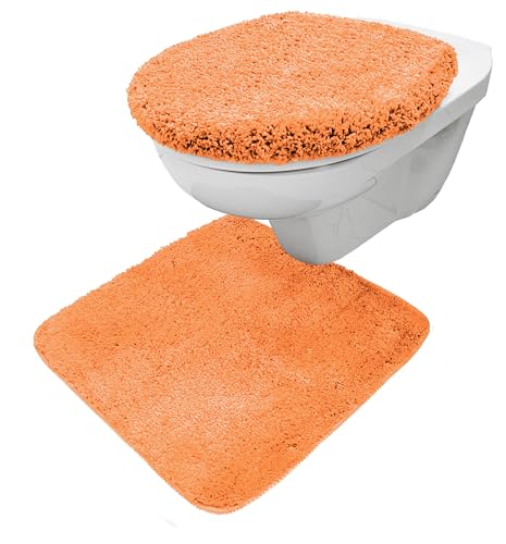Brandsseller WC-Set 2-Teilig WC-Vorleger 50x50 cm WC Deckelbezug 38x48 cm aus weichem Mikrofaserstoff rutschfeste-Orange von Brandsseller