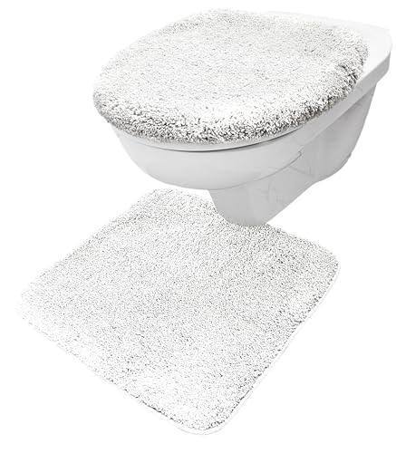 Brandsseller WC-Set 2-Teilig WC-Vorleger 50x50 cm WC Deckelbezug 38x48 cm aus weichem Mikrofaserstoff rutschfeste-Weiss von Brandsseller