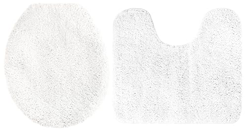 Brandsseller WC-Set 2-Teilig WC-Vorleger mit Ausschnitt 45x50 cm WC Deckelbezug 38x48 cm aus weichem Mikrofaserstoff rutschfeste-Weiss von Brandsseller