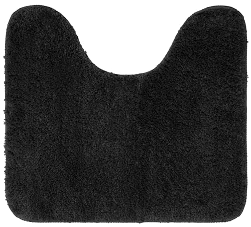 Brandsseller WC Vorleger 45x50 cm mit Ausschnitt aus weichem Mikrofaserstoff rutschfeste Badteppichmatte für Toilette WC-Schwarz von Brandsseller