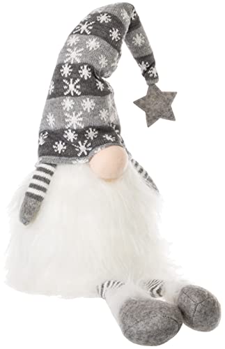 Brandsseller Weihnachtswichtel 50 cm inkl. Hängebeine mit LED – Skandinavische Figur, detailreicher Gnom als dekorative Winterdeko für Tisch, Fenster & Wohnzimmer - Grau von Brandsseller