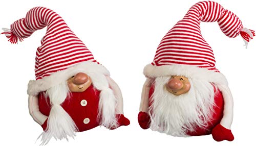 Brandsseller Weihnachtsdeko Gnom Zwerg Wichtel Pärchen Set Mann und Frau | ca. 32 cm Hoch | Türstopper | Rot/Weiß von Brandsseller