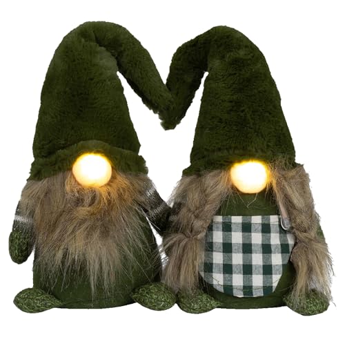 Brandsseller Weihnachtswichtel 23 cm mit LED – Skandinavische Figuren, detailreiche GNOME als dekorative Winterdeko für Tisch, Fenster & Wohnzimmer, Paar von Brandsseller