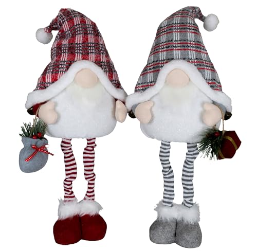 Brandsseller Weihnachtswichtel 50 cm mit LED – Skandinavische Figuren, detailreiche GNOME als dekorative Winterdeko für Tisch, Fenster & Wohnzimmer, Paar von Brandsseller