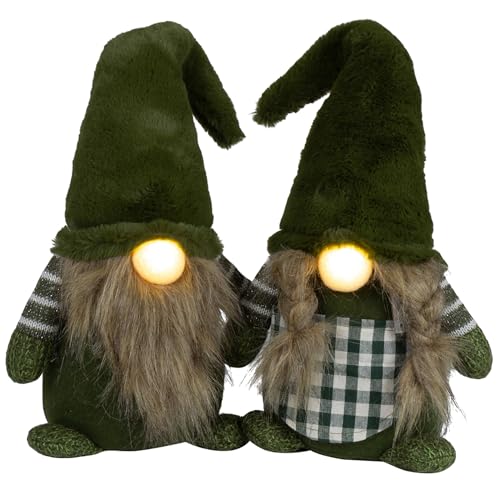 Brandsseller Weihnachtswichtel 28 cm mit LED – Skandinavische Figuren, detailreiche GNOME als dekorative Winterdeko für Tisch, Fenster & Wohnzimmer, Paar von Brandsseller