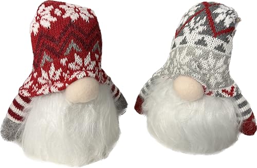 Brandsseller Weihnachtswichtel 17 cm mit LED – Skandinavische Figuren, detailreiche GNOME als dekorative Winterdeko für Tisch, Fenster & Wohnzimmer, Paar von Brandsseller