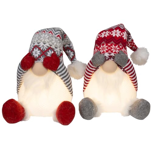 Brandsseller Weihnachtswichtel 31 cm mit LED – Skandinavische Figuren, detailreiche GNOME als dekorative Winterdeko für Tisch, Fenster & Wohnzimmer, Paar von Brandsseller