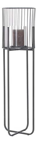 Brandsseller Windlicht mit Ständer H 63 cm Ø 22 cm Kerzenständer mit Glaseinsatz Kerzenhalter aus Metall Säule für Kerzen für Innen und Außen rund - Grau Brandsseller Windlicht mit Ständer H 63 cm Ø 22 cm Kerzenständer mit Glaseinsatz Kerzenhalter aus Metall Säule für Kerzen für Innen und Außen rund - Grau von Brandsseller