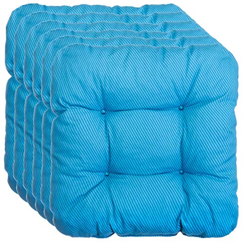 Brandsseller Kissen-Set Sitzkissen Dekokissen Stuhlkissen Zierkissen Stuhlauflage - (6er-Set, Streifen-Blau) von Brandsseller