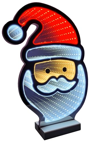 Brandsseller Weihnachtsbeleuchtung mit Infinity-Effekt 28,5x7x40 cm - LED Dekofigur aus Kunststoff, Timer 6/18h, 3m Kabel, moderne Weihnachtsdeko für Innen - Weihnachtsmann von Brandsseller