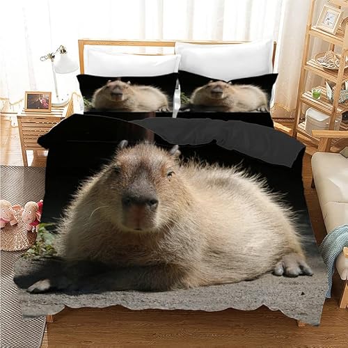 Bettwäsche 135x200 Graues Tier Capybara Superfeine Faser Halloween Bettbezug Enthält 1 Kissenbezüge Mit Reißverschluss Gelten Bettwäsche 135x200 Baumwolle Halloween Deko Deko Schlafzimmer von Brandzly