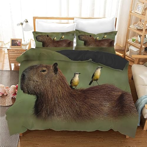 Bettwäsche 135x200 Grünes Tier Capybara Superfeine Faser Halloween Bettbezug Enthält 1 Kissenbezüge Mit Reißverschluss Gelten Bettwäsche 135x200 Baumwolle Halloween Deko Deko Schlafzimmer von Brandzly