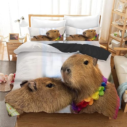 Bettwäsche 155x220 Weißes Tier Capybara Superfeine Faser Bettwäsche 3D Enthält 2 Kissenbezüge Bettbezug Mit Gelten Bettdecke 155x220 Deko Schlafzimmer von Brandzly