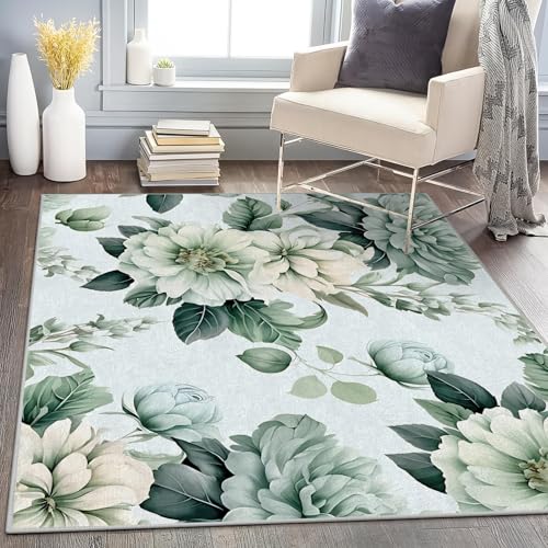 Teppich Quadratisch 150x150 Grün Blumen Teppich Kurzflor Waschbar in Waschmaschine Blumen Teppich Gegend rutschfest Dünn Saugfähig für Wohnzimmer Schlafzimmer Küchen Teppich Quadratisch 150x150 Grün Blumen Teppich Kurzflor Waschbar in Waschmaschine Blumen Teppich Gegend rutschfest Dünn Saugfähig für Wohnzimmer Schlafzimmer Küchen von Brandzly