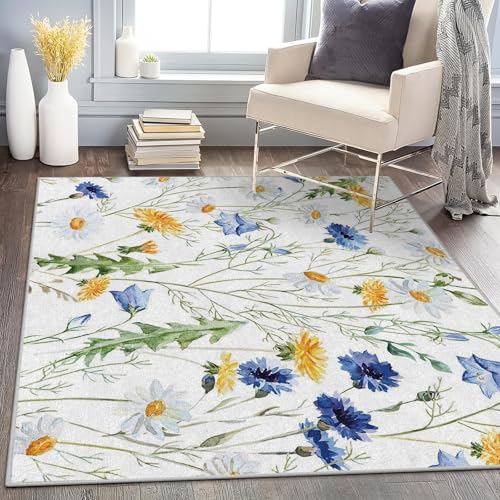 Teppich Quadratisch Klein 120x120 Waschbar in Waschmaschine Blumen Teppich Kurzflor Teppich Gegend rutschfest Dünn Saugfähig für Bad Eingangsbereich Innen Teppich Quadratisch Klein 120x120 Waschbar in Waschmaschine Blumen Teppich Kurzflor Teppich Gegend rutschfest Dünn Saugfähig für Bad Eingangsbereich Innen von Brandzly