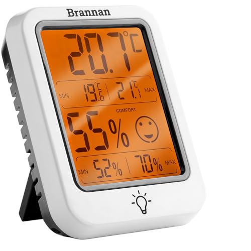 Brannan Digitales Raumthermometer Innenfeuchtigkeitsmesser Hygrometer Genaues Raumtemperaturthermometer Max Min Aufnahme Hintergrundbeleuchtung LCD Display von Brannan