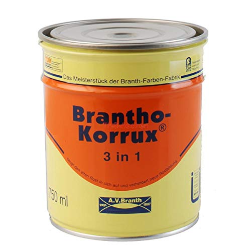 Brantho Korrux "3 in 1 0,75 l, RAL 096 Glitzersilber, Rostschutzfarbe Primer Lack von Brantho Korrux