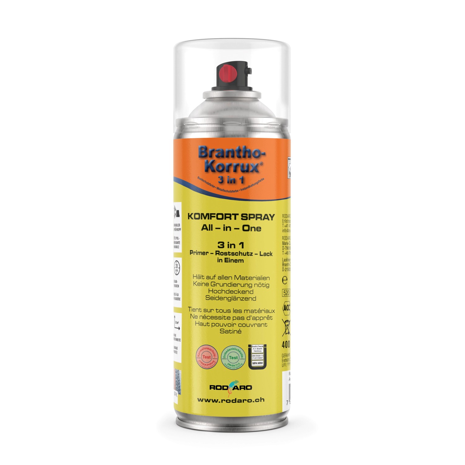 Brantho Korrux 3 in 1 Rostschutzlack All in One 400ml Sprühdose RAL9005 Tiefschwarz Seidenglanz Brantho Korrux 3 in 1 Rostschutzlack All in One 400ml Sprühdose RAL9005 Tiefschwarz Seidenglanz von Brantho Korrux