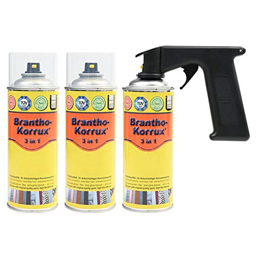 Brantho Korrux 3 x 3 in 1 schwarz 400ml Spraydose Rostschutz Metallschutzfarbe + Spraydosenhandgriff von Brantho Korrux