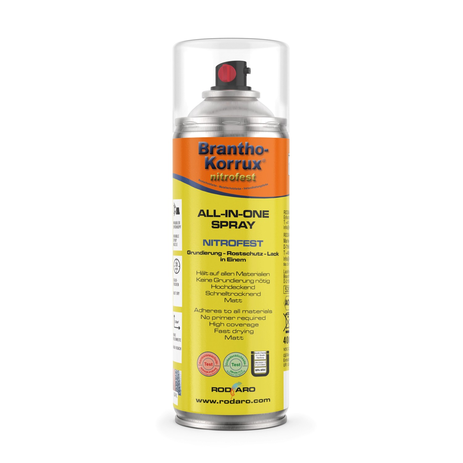 Brantho Korrux All in One 1K Nitrofest 400ml Sprühdose Weiss Matt RAL9010 Brantho Korrux All in One 1K Nitrofest 400ml Sprühdose Weiss Matt RAL9010 von Brantho Korrux