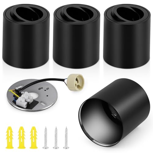 Brantoo 4 Stück Deckenspots Schwarz, Aufbauspot 30° Schwenkbar Geeignet für GU10 & LED Module (Ohne GU10 Lampe), Ø 80mm Aufbaustrahler aus Aluminium, Spots Deckenleuchte Aufputz 230V von Brantoo