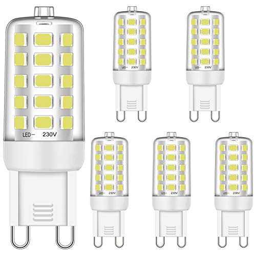 Brantoo G9 LED Glühbirnen 3W Daylight White 6000K Entspricht 25W 28W 33W 40W Halogen Glühbirnen, CRI> 85, G9 Sockel Energie sparen LED Lampe, Kein Flimmern, Nicht Dimmbar, AC 220-240V, 5er Pack von Brantoo