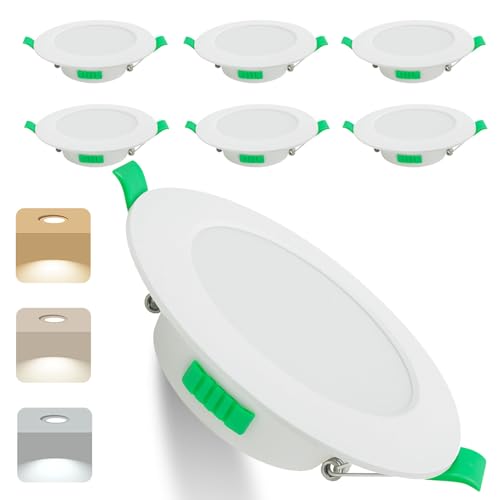 Brantoo LED Einbaustrahler 230V Dimmbar, 75-90mm Lochmaß 7W Ultra Flach IP44 LED Spots Warmweiß Neutralweiß Kaltweiß Deckenspots LEDs für Badezimmer Küche Wohnzimmer, 6er Set Brantoo LED Einbaustrahler 230V Dimmbar, 75-90mm Lochmaß 7W Ultra Flach IP44 LED Spots Warmweiß Neutralweiß Kaltweiß Deckenspots LEDs für Badezimmer Küche Wohnzimmer, 6er Set von Brantoo